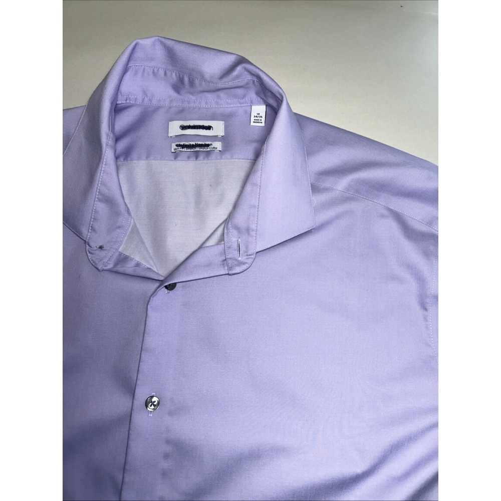 Calvin Klein 18 34/35 Lilac Slim Fit Infinite Non Iron Button Down Shirt